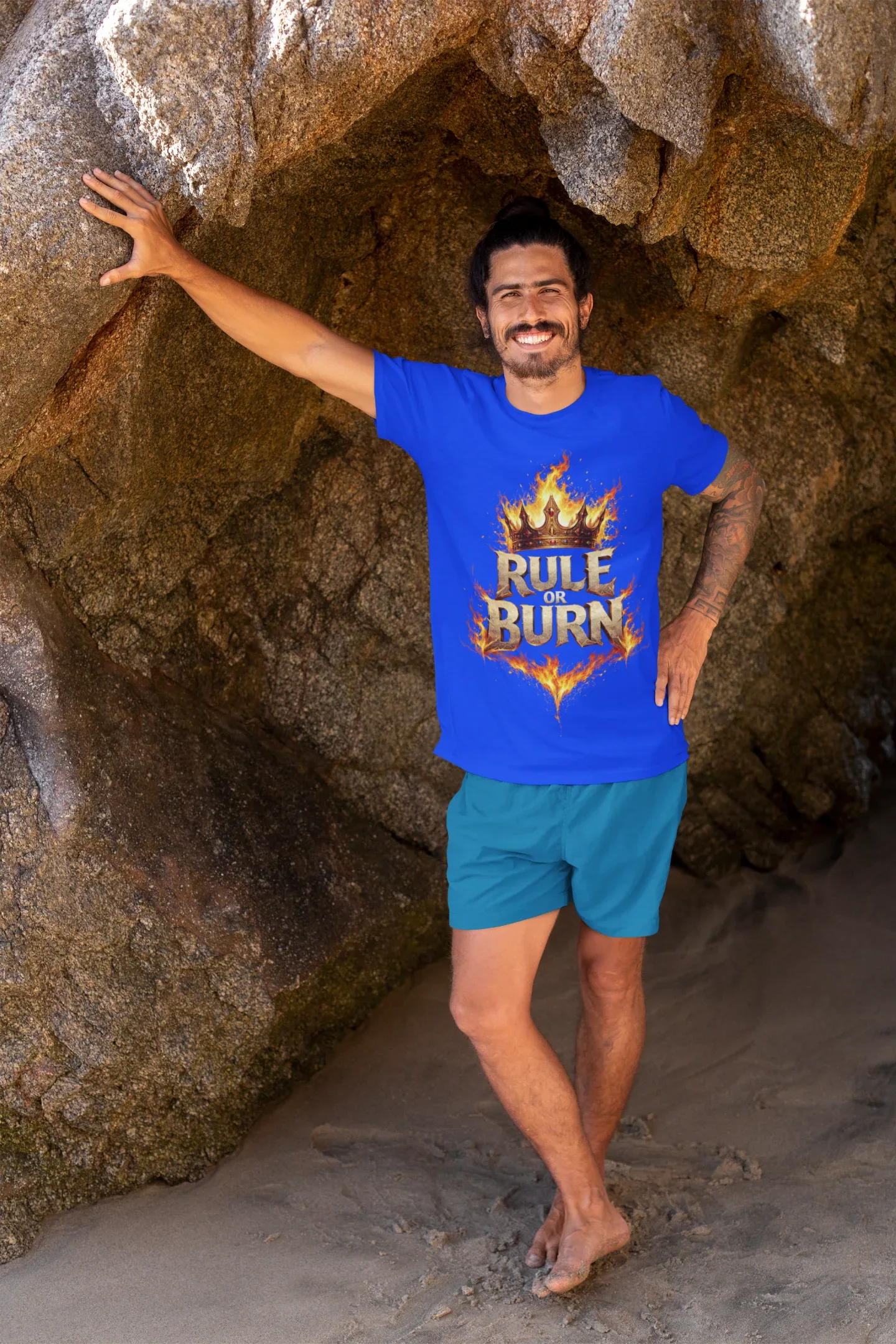 Rule or Burn Flaming Crown T‑Shirt - warehousetech13
