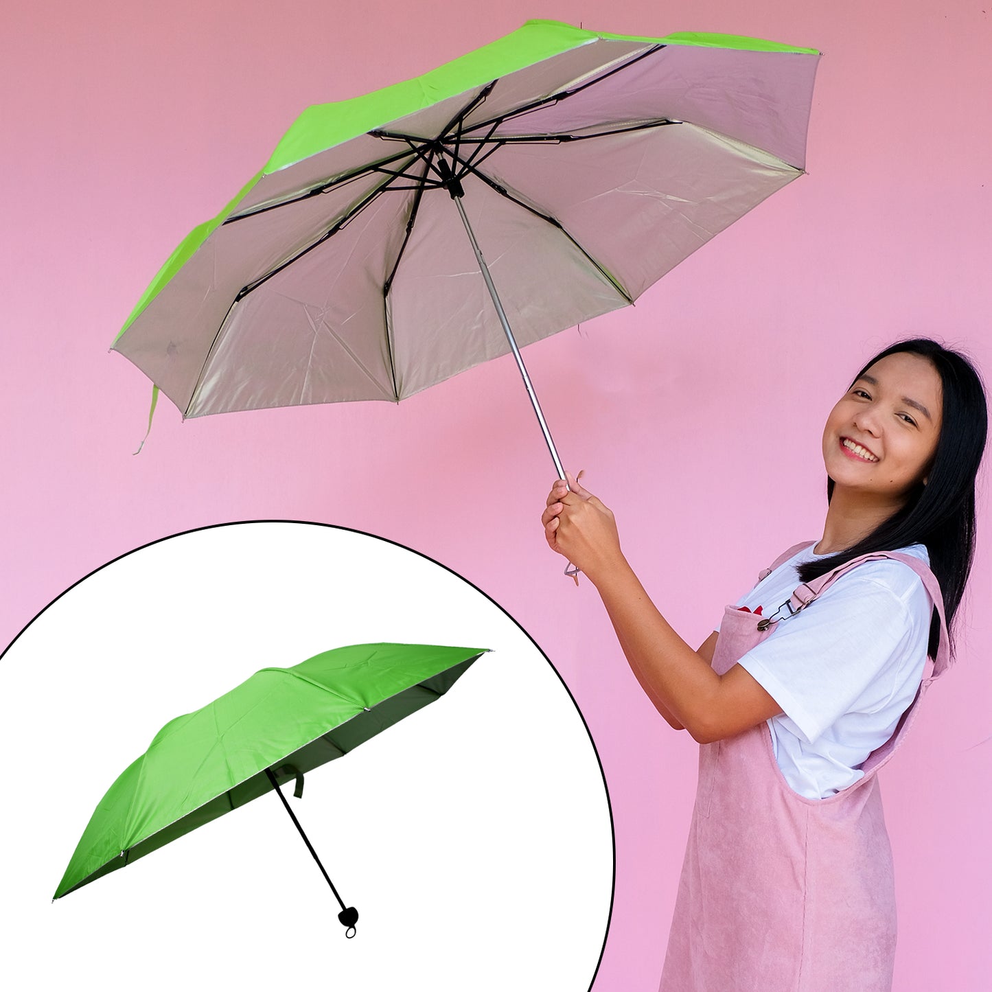 8539 3 Fold Sun Protective Solid Foldable Outdoor Umbrella Portable Sun Uv Protection Lightweight Rain Umbrella With Umbrella Case For Girls Women Men Boys - warehousetech13