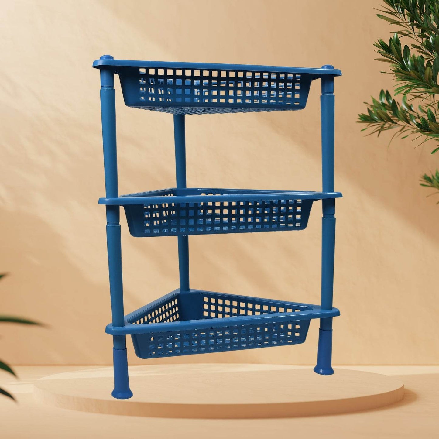 Triangle Storage Plastic 3-tier Rack Shelf For Kitchen Living Room - warehousetech13
