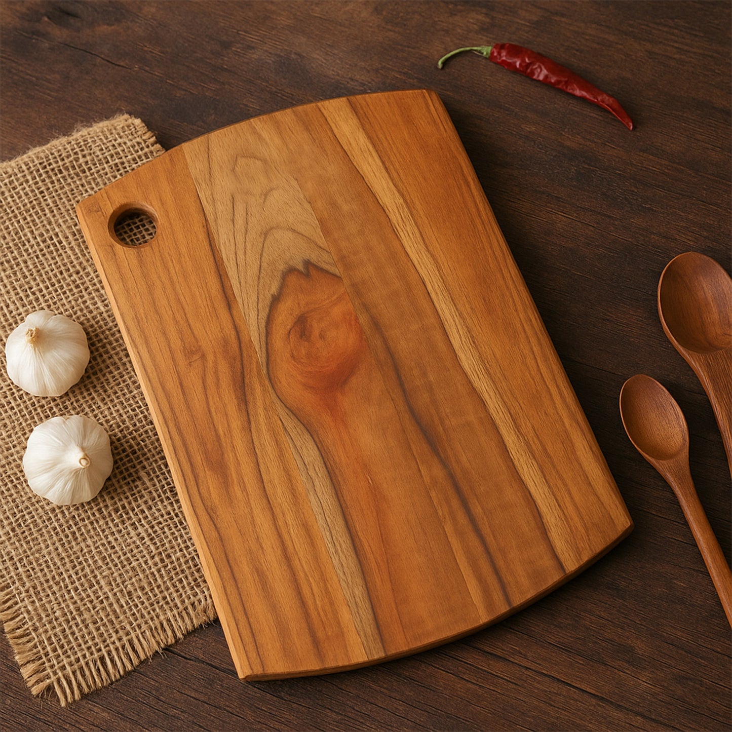 Supermom Premium Teak Wood Chopping Board For Kitchen (1 Pc) - warehousetech13