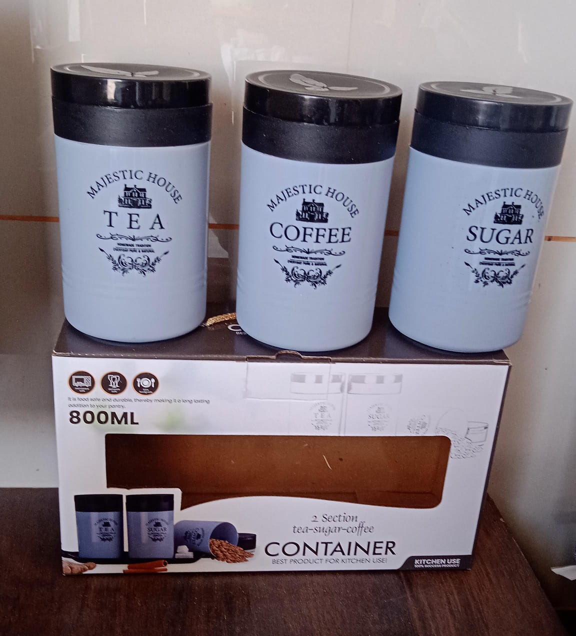 5766 Accurate Seal Tea Sugar Coffee Container - 3 Pcs Plastic Damru Shaped Tea Coffee Sugar Canisters Jar New Airtight Food Seal Containers For Salt Dry Fruit Grocery Multicolor (3 Pcs Set) - warehousetech13