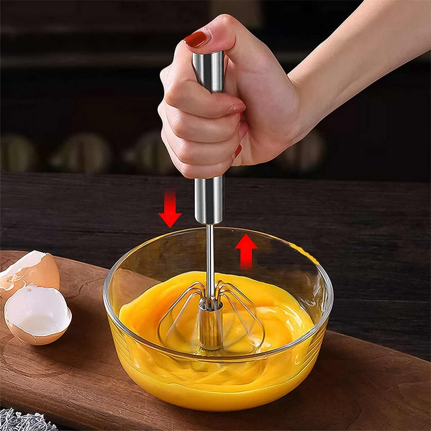 Hand Push Mixer Egg Whisk Stainless Steel Blender (1 Pc) - warehousetech13