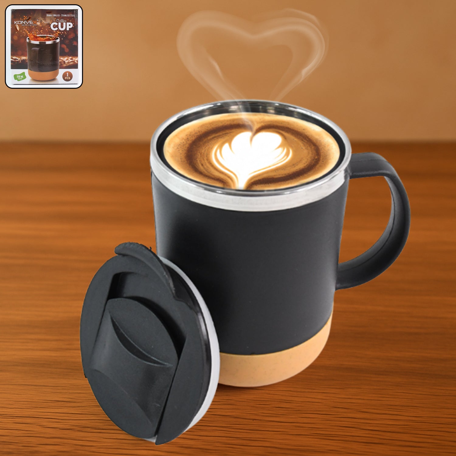 Insulated Coffee Mug With Spill-proof Lid (Approx 350ml 1 Pc) - warehousetech13