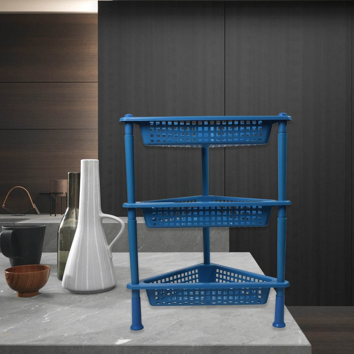Triangle Storage Plastic 3-tier Rack Shelf For Kitchen Living Room - warehousetech13