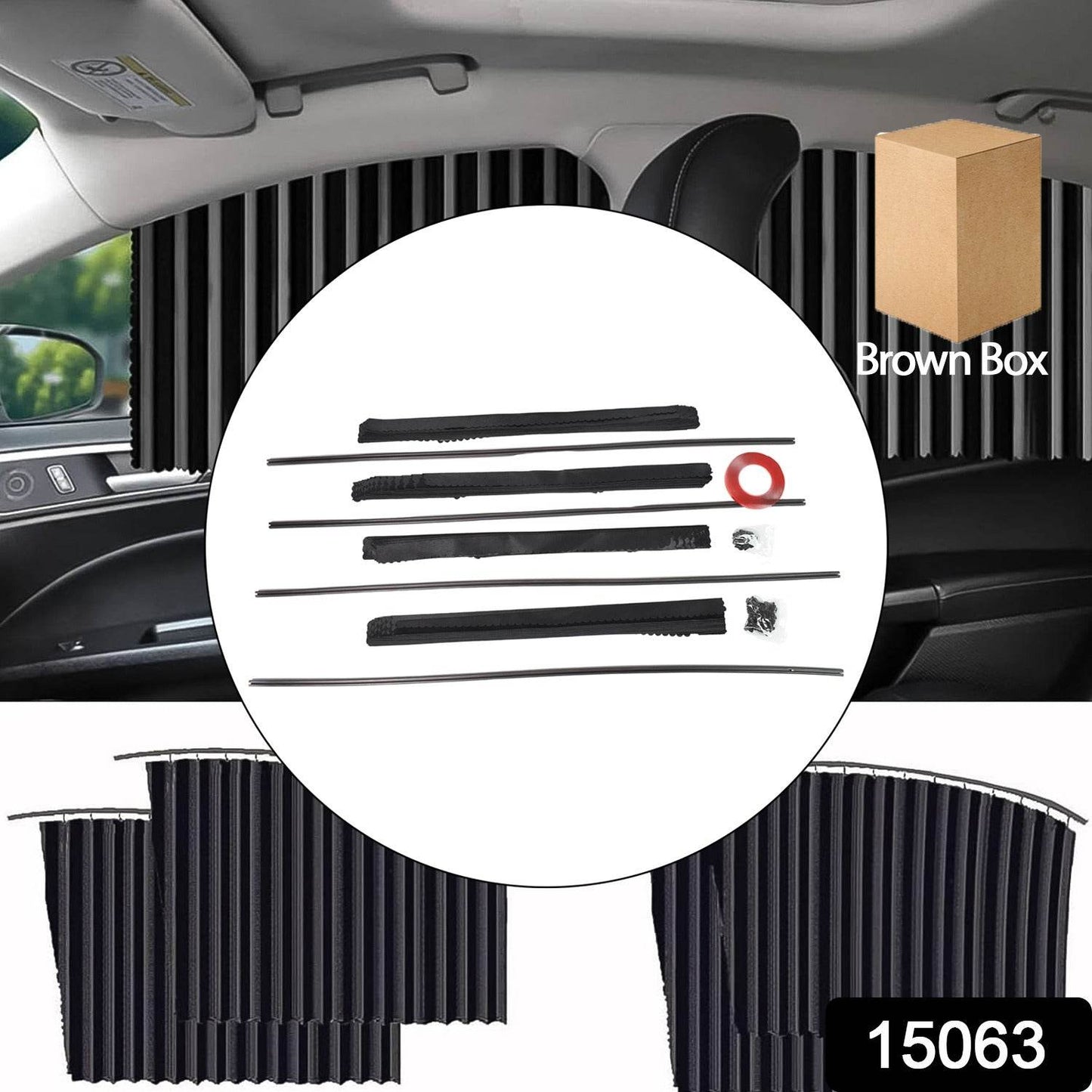 Curtain For Car Window Heat Sunshade Protection (4 Pcs With Curtain Hook Adhesive Tap Set) - warehousetech13