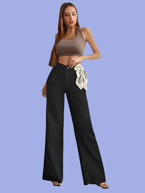 Womens High Rise Wide Dark Black Jeans - warehousetech13