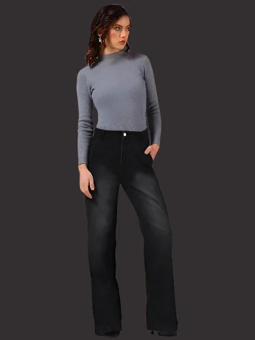 Women High Waisted Black Jeans - warehousetech13