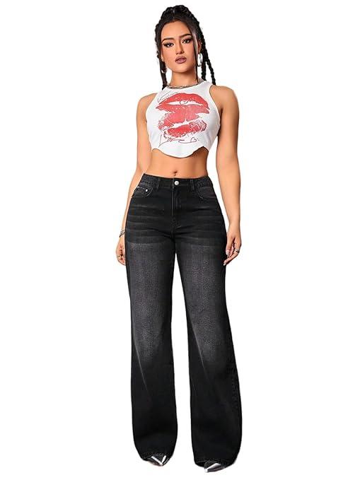 Women High Waisted Faded Black Jeans - warehousetech13