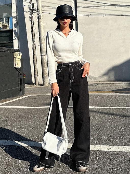 Women High Waisted Onyx Black Jeans - warehousetech13