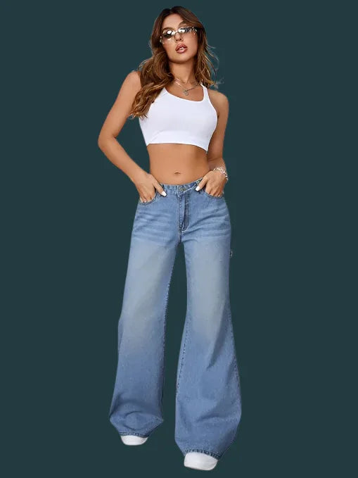 Women High Waisted Sky Blue Jeans - warehousetech13