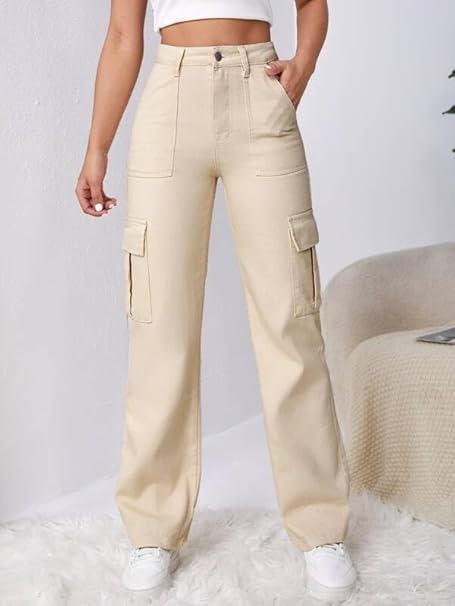Women High Waist Cargo Jeans - warehousetech13