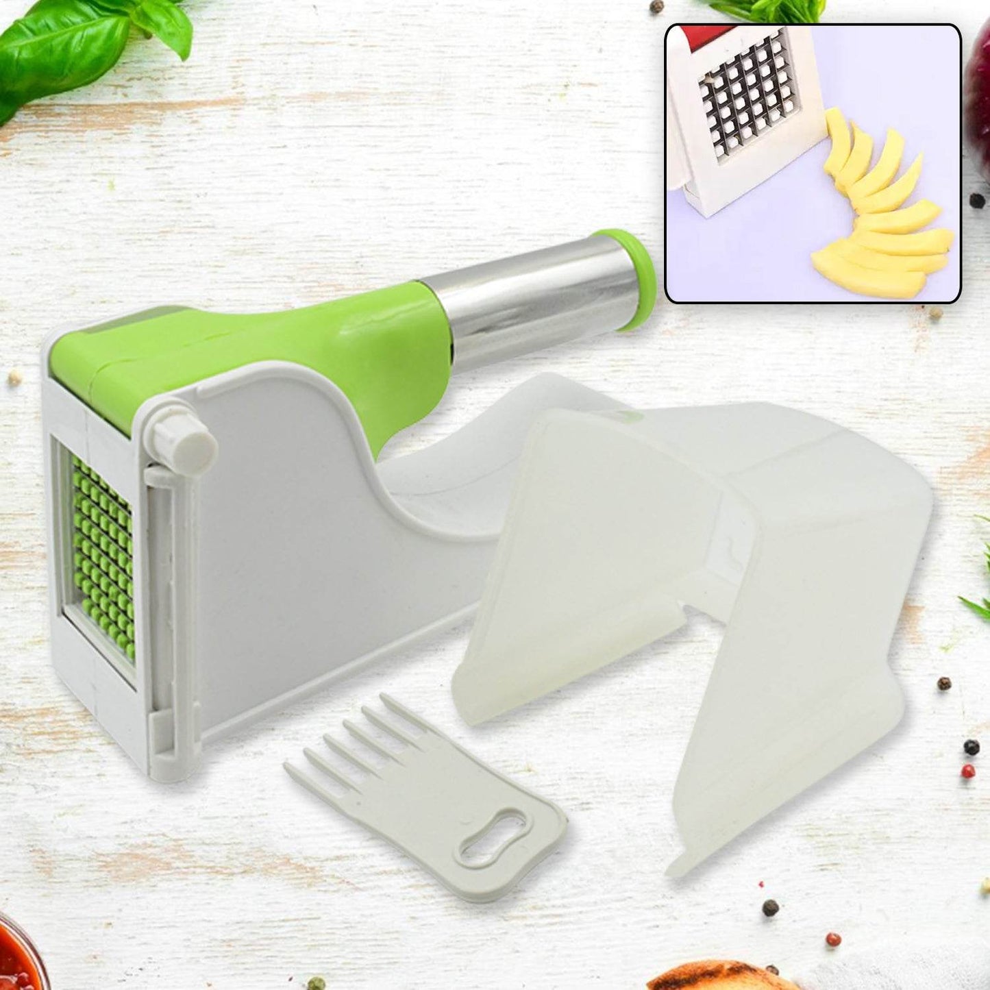 Virgin Plastic French Fry Chipser Potato Chipserpotato Slicer With Container - warehousetech13