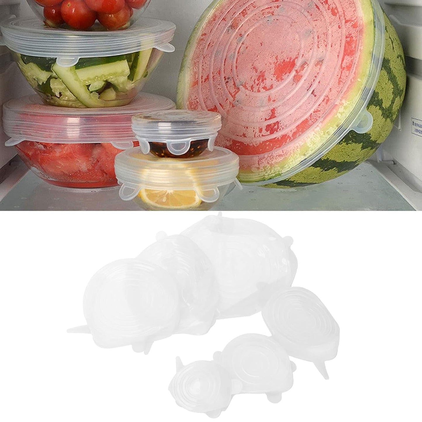 Silicone Food Cover Stretch Lids (6 Pcs Set 62 Gm) - warehousetech13