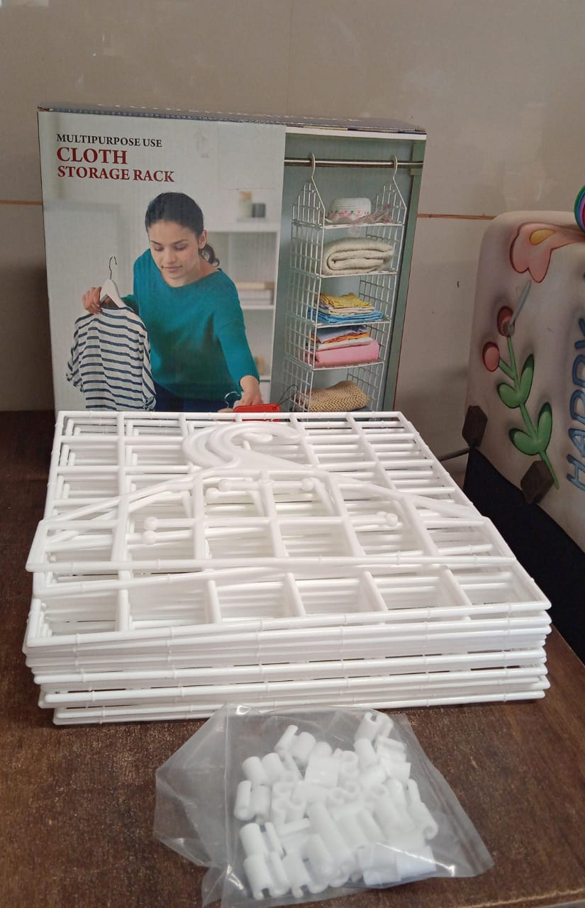 4526 Multipurpose 5 Layer Folding Clothes Storage Rackscloset For Students Wardrobe Shelves Socks Scarf T-shirt Etchanging Organizer Storage Holders Racks