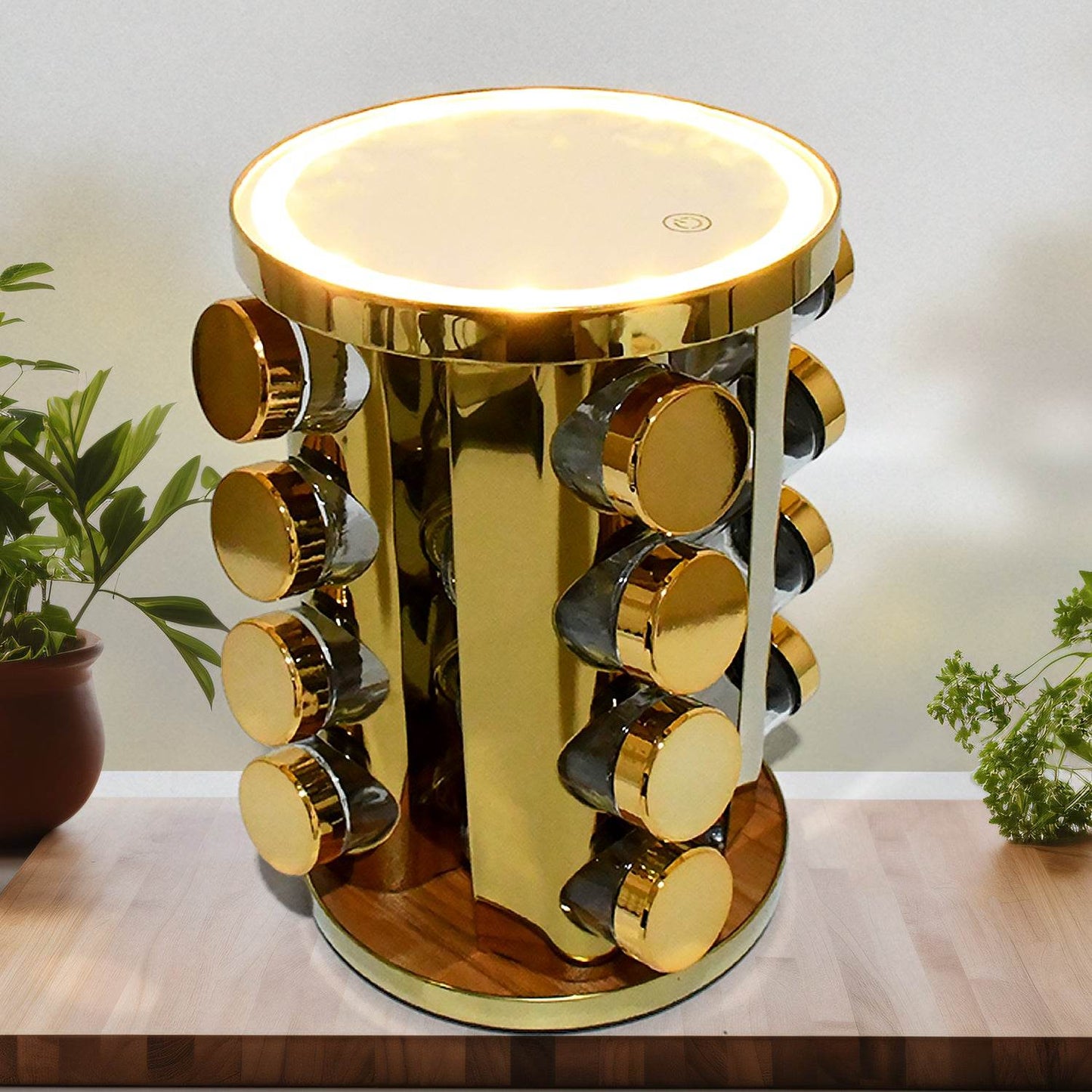 Led Spice Rack Organizer Rotating Spice Rack With Free 16 Seasoning Jars - warehousetech13