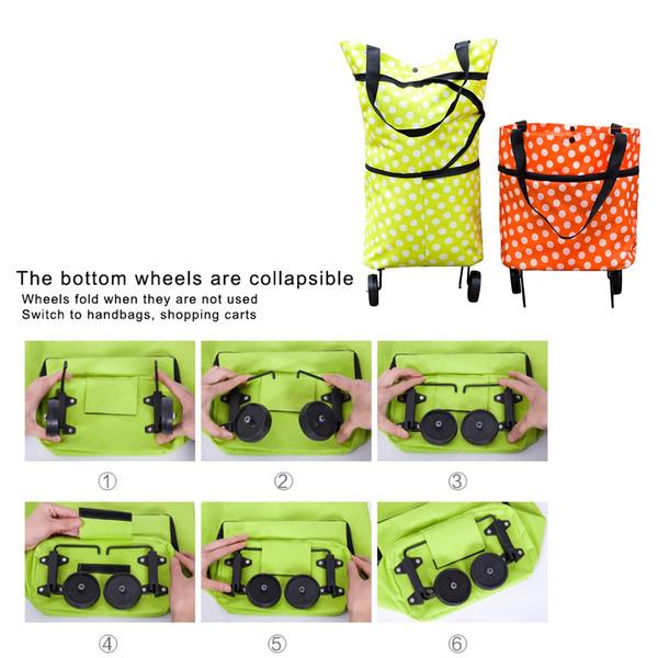 Folding Cart Bags Trolley Shopping Bag For Travel Luggage - warehousetech13