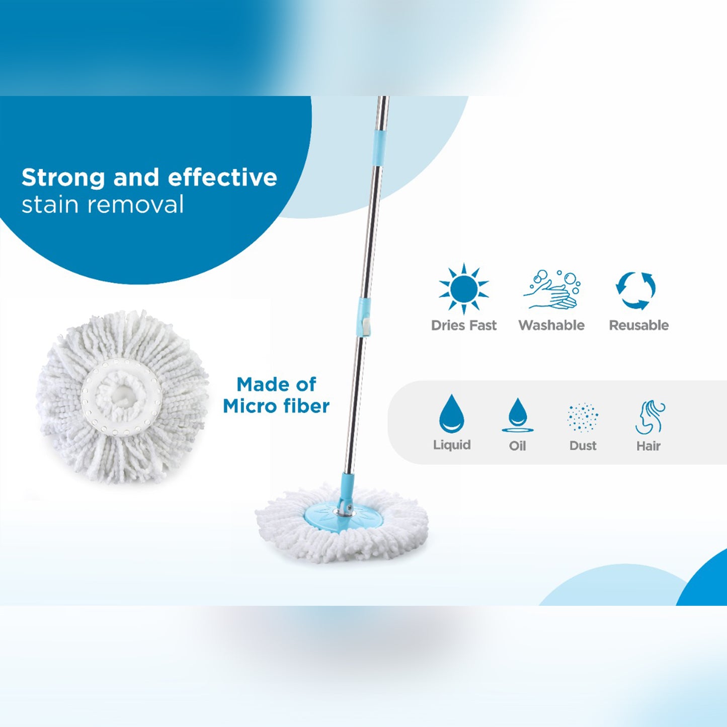 Sporty Plastic Spin Mop With Bigger Wheels And Plastic Auto Fold Handle For 360 Degree Cleaning. - warehousetech13