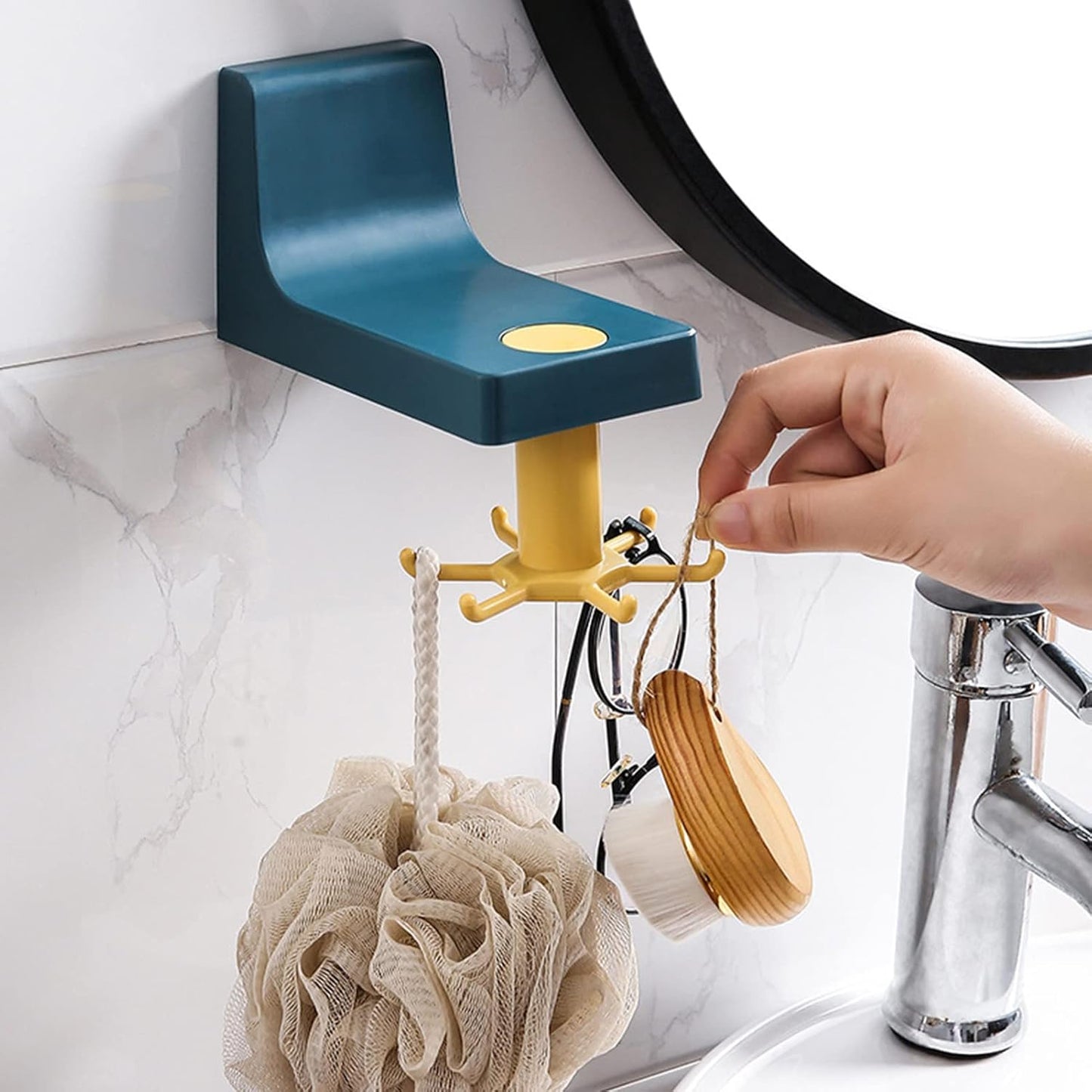 4605 360 Degree Rotating Self Adhesive Plastic Wall Hook Hanger Multifunctional Hanger With 6 Heavy Duty Claw Hooks - warehousetech13