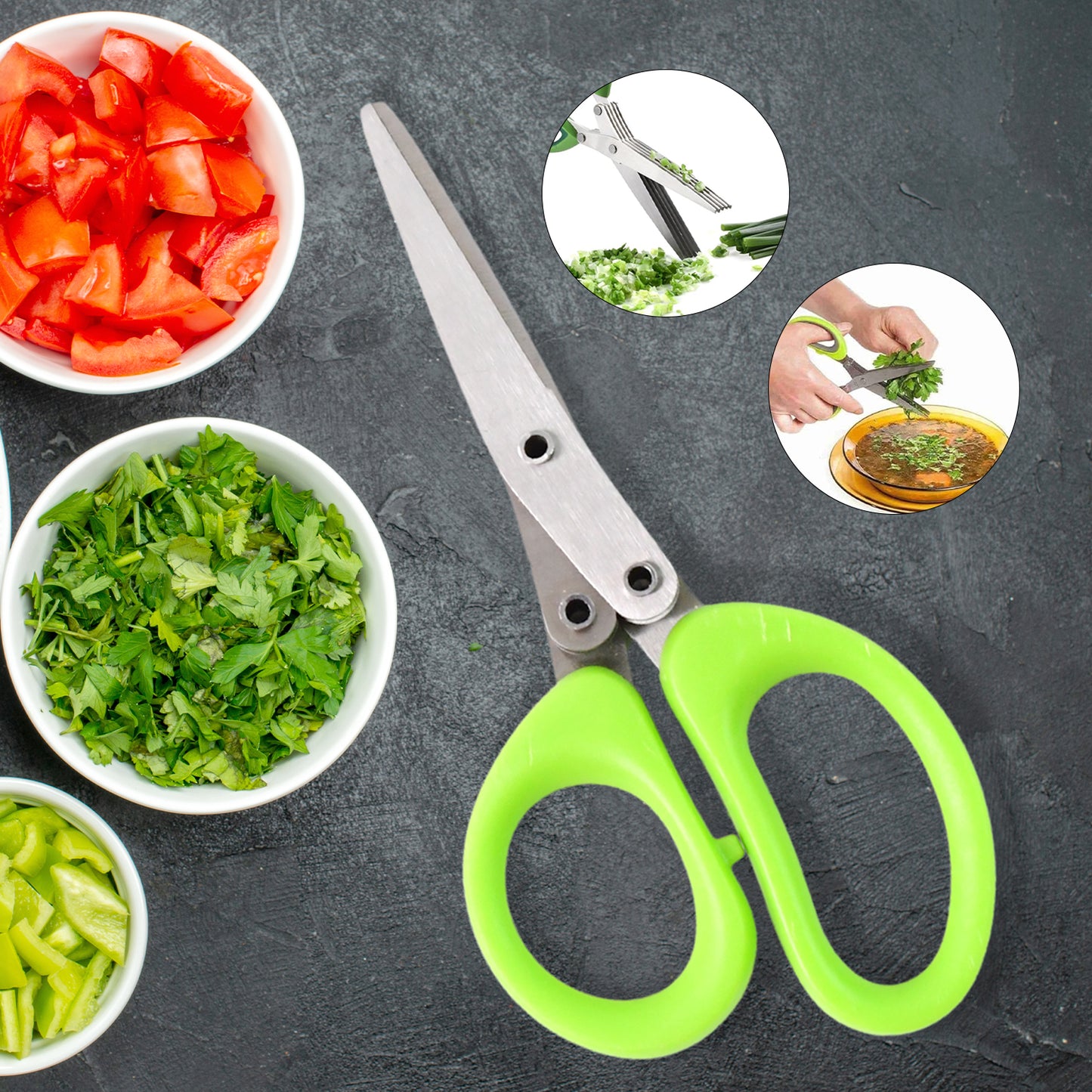 Premium 5 Blade Multipurpose Herb Scissors (1 Pc) - warehousetech13