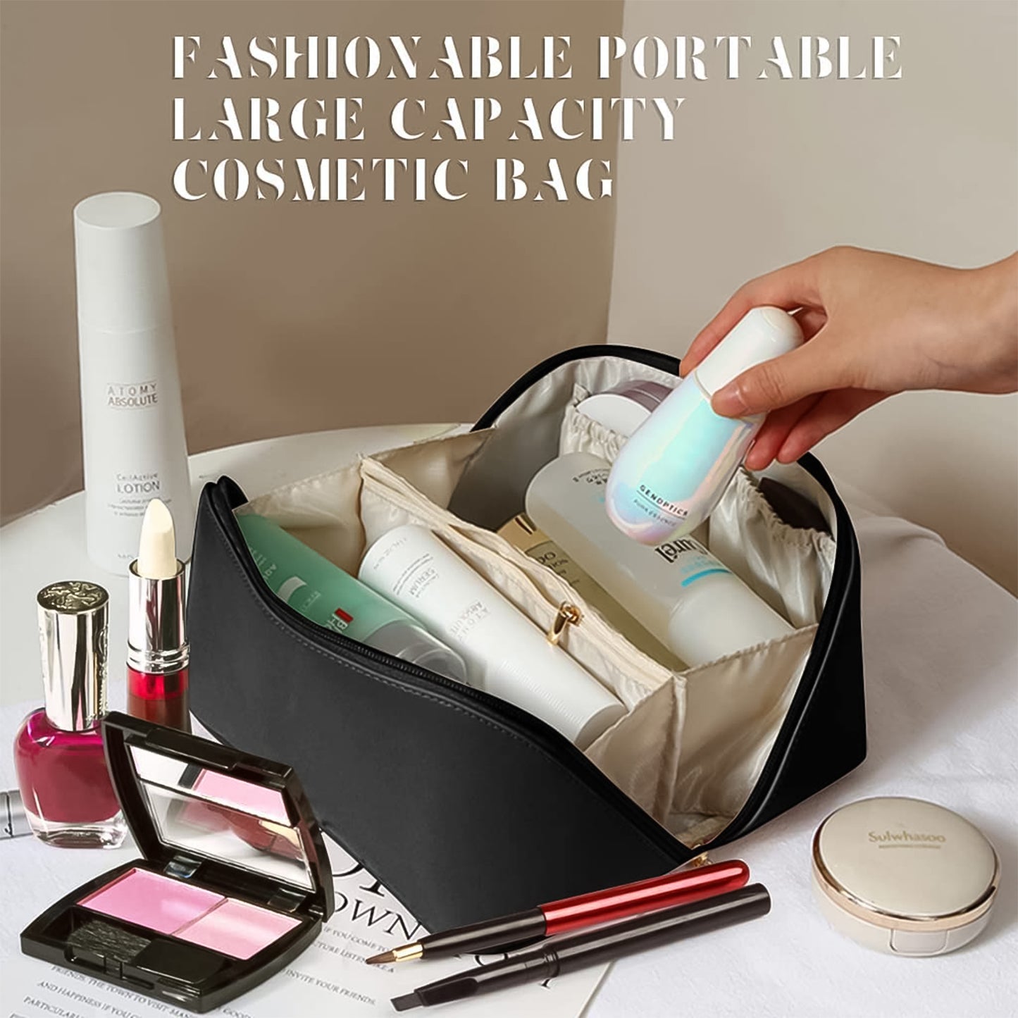 Premium Travel Makeup Toiletry Organizer Pouch With Zipper Handle(1 Pc) - warehousetech13