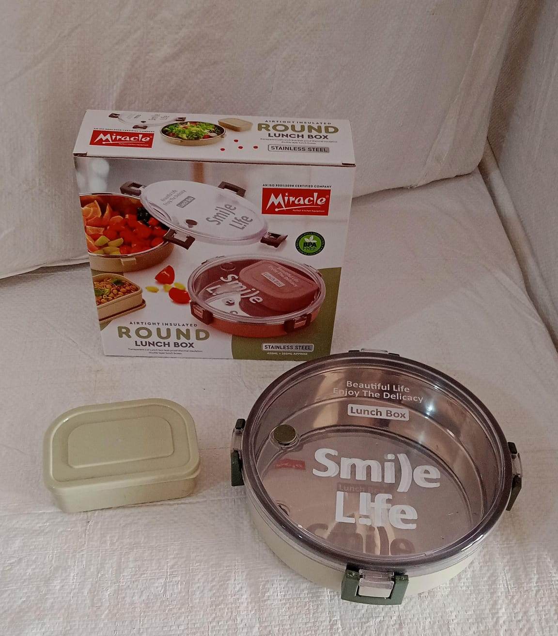Miracle Stainless Steel Round Lunch Box - warehousetech13