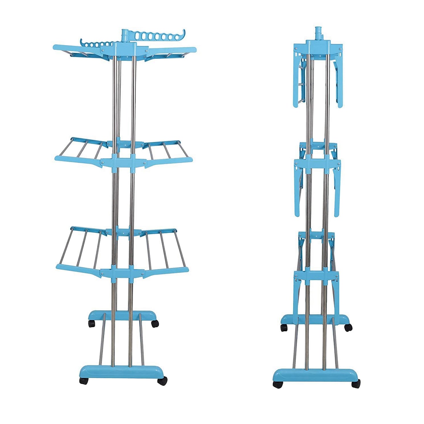 Premium Heavy Duty Stainless Steel 3 Layer Foldable Cloth Drying Stand (1 Set With Brown Box) - warehousetech13