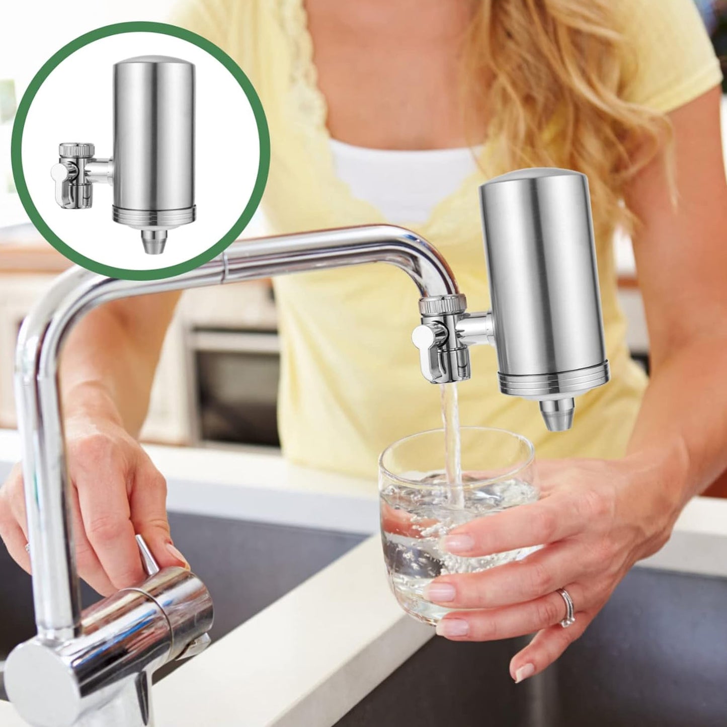 304 Stainless Steel Faucet Mount Water Filter Water Purifier (1 Set) - warehousetech13