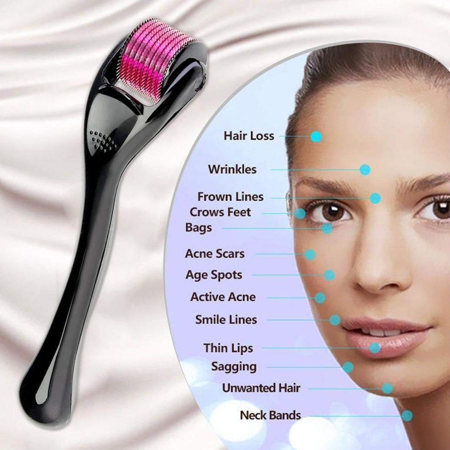 Derma Roller 0.75mm for Anti-Aging, Scar Removal, Hair Regrowth & Exfoliating Facial Scrubs