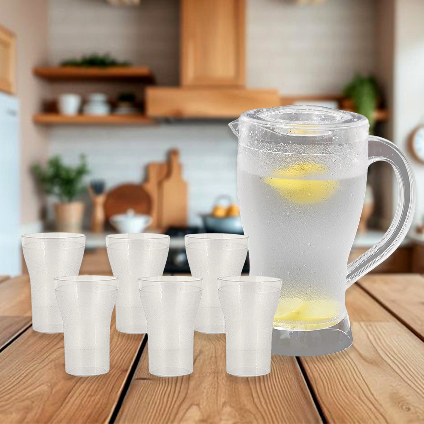 Unbreakable Lemon Jug Set With 6 Glasses - warehousetech13