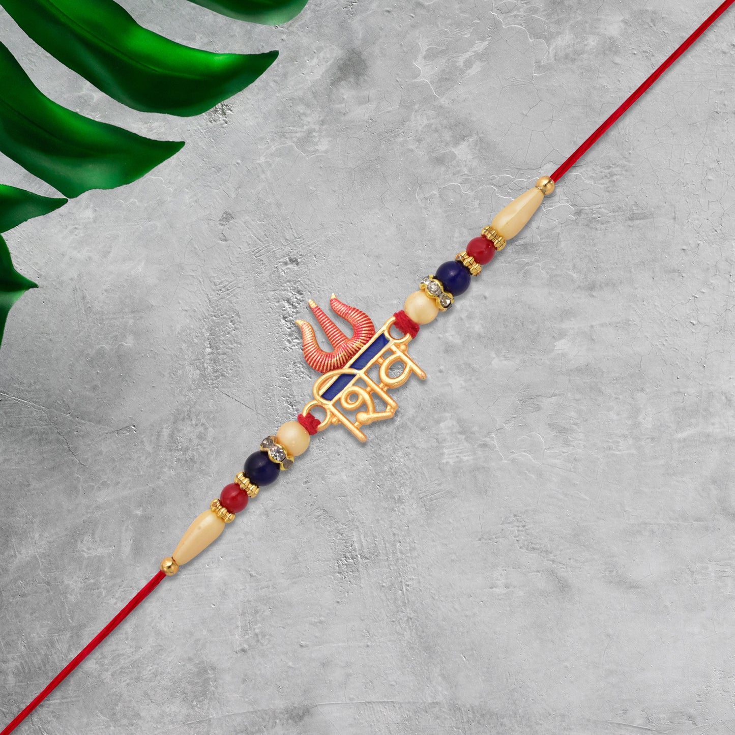 Shiv Trishul Rakhi With Beads - warehousetech13