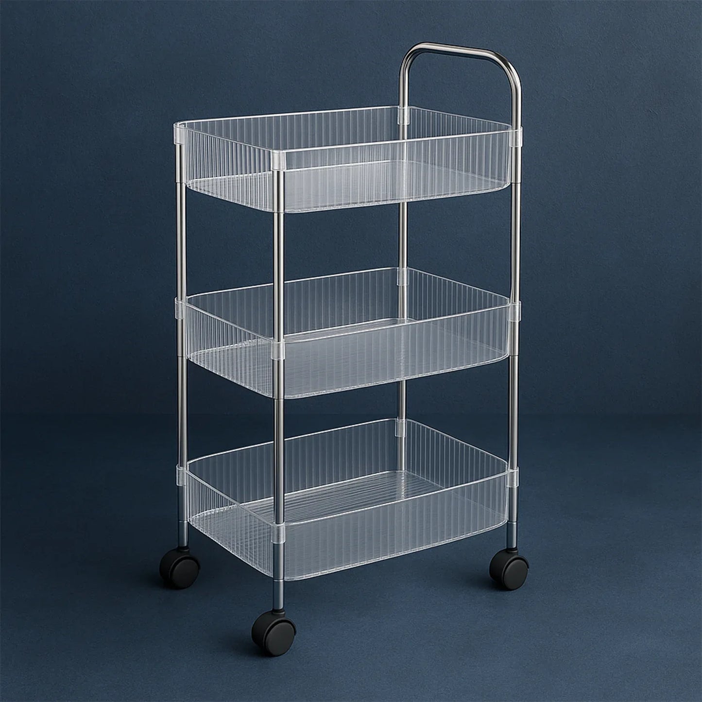 Apex Sapphire 3-layer Multipurpose Storage Trolley With Wheels - warehousetech13