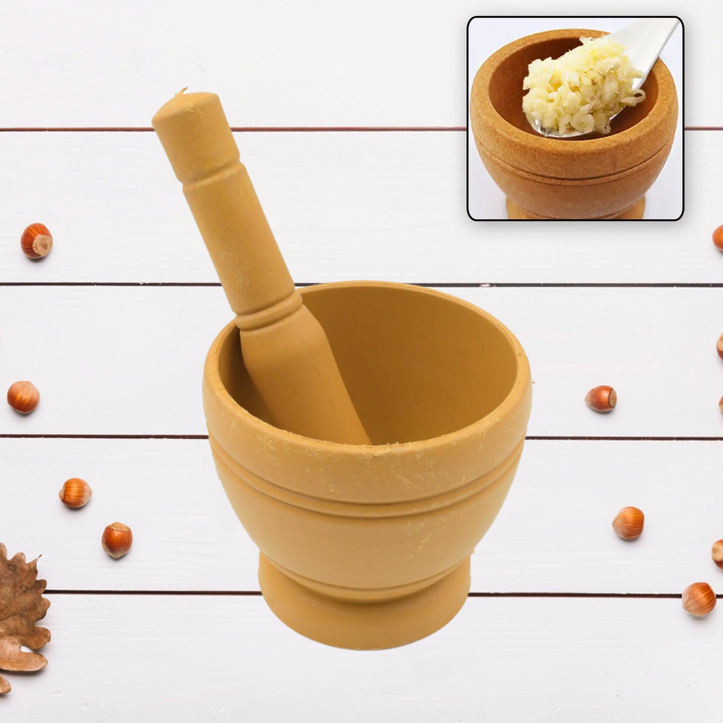 7193 Mortar And Pestle Set For Spices Okhli Masher Khalbatta Kharal Mixer Natural Traditional Grinder And Musal Well Design For Kitchen Home Herb - warehousetech13