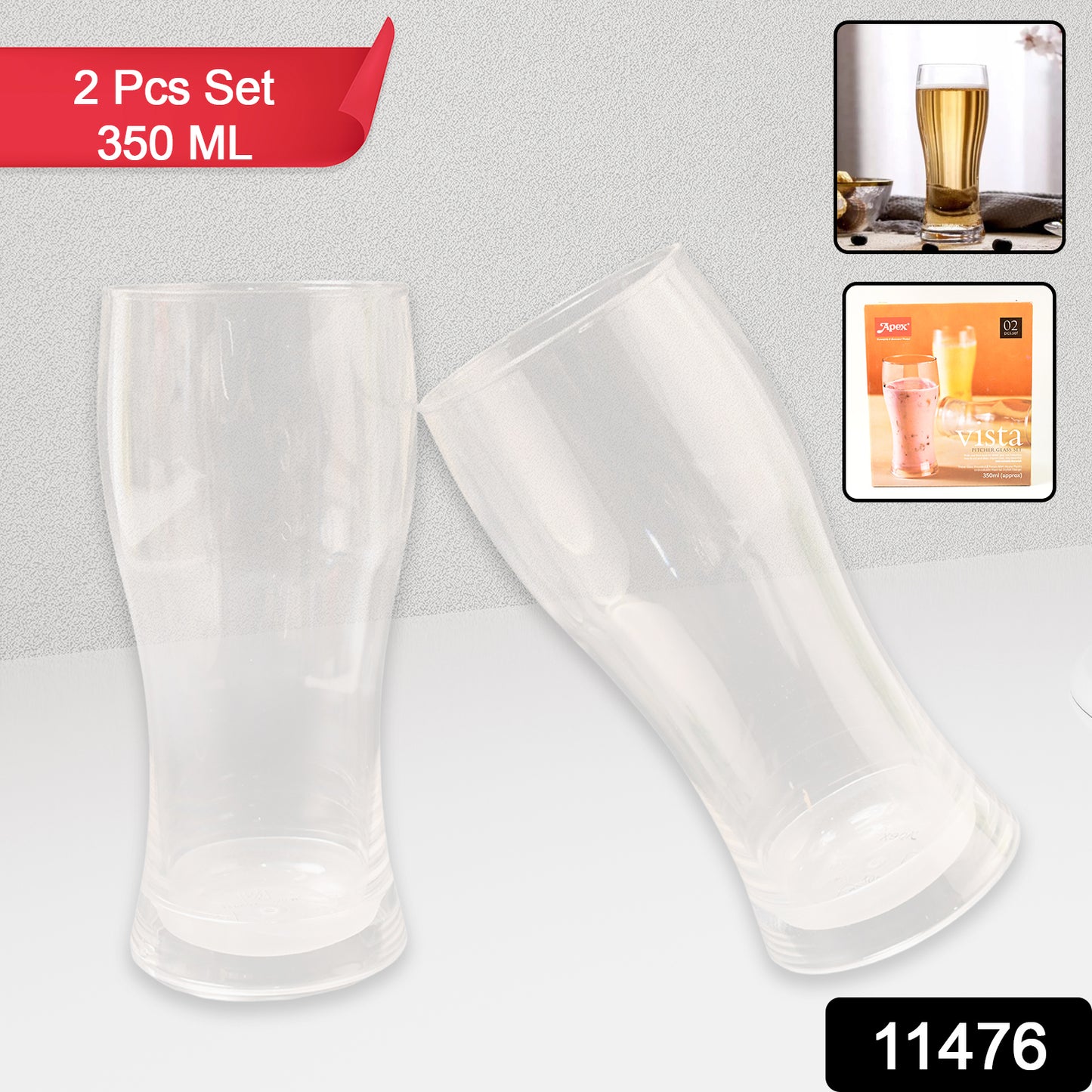 Apex Vista Unbreakable Pitcher Glass Set 350 Ml (Approx) 2-piece - warehousetech13