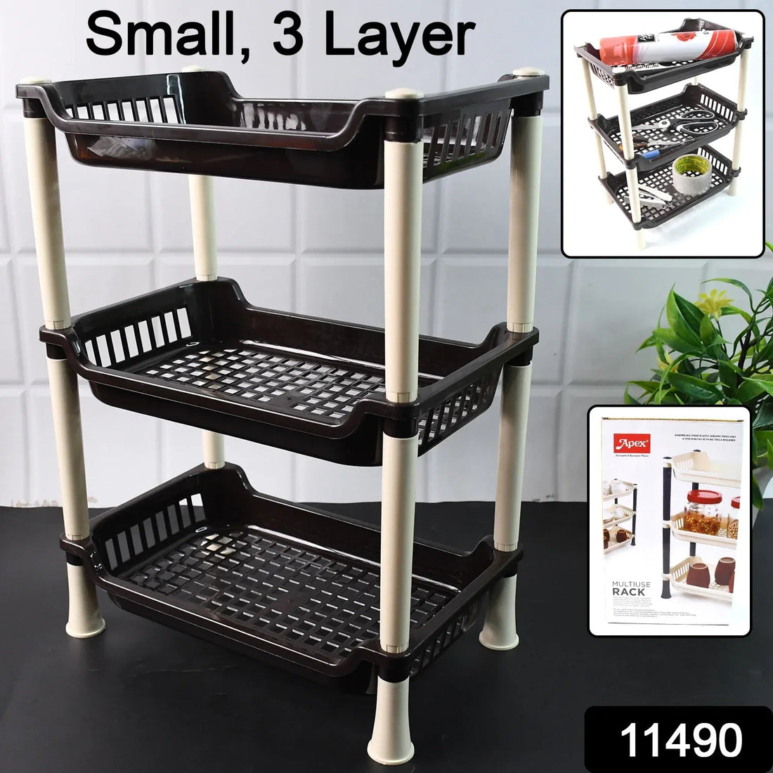 Discover Ultimate Organization with the Small Multiuse Plastic Storage Rack Organizer 3-tier