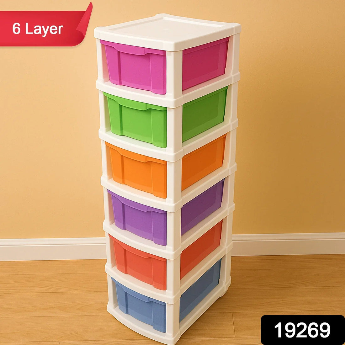Brighten and Organize Your Space with the 6-layer Multi-colored Plastic Storage Drawer Cabinet 🌈✨