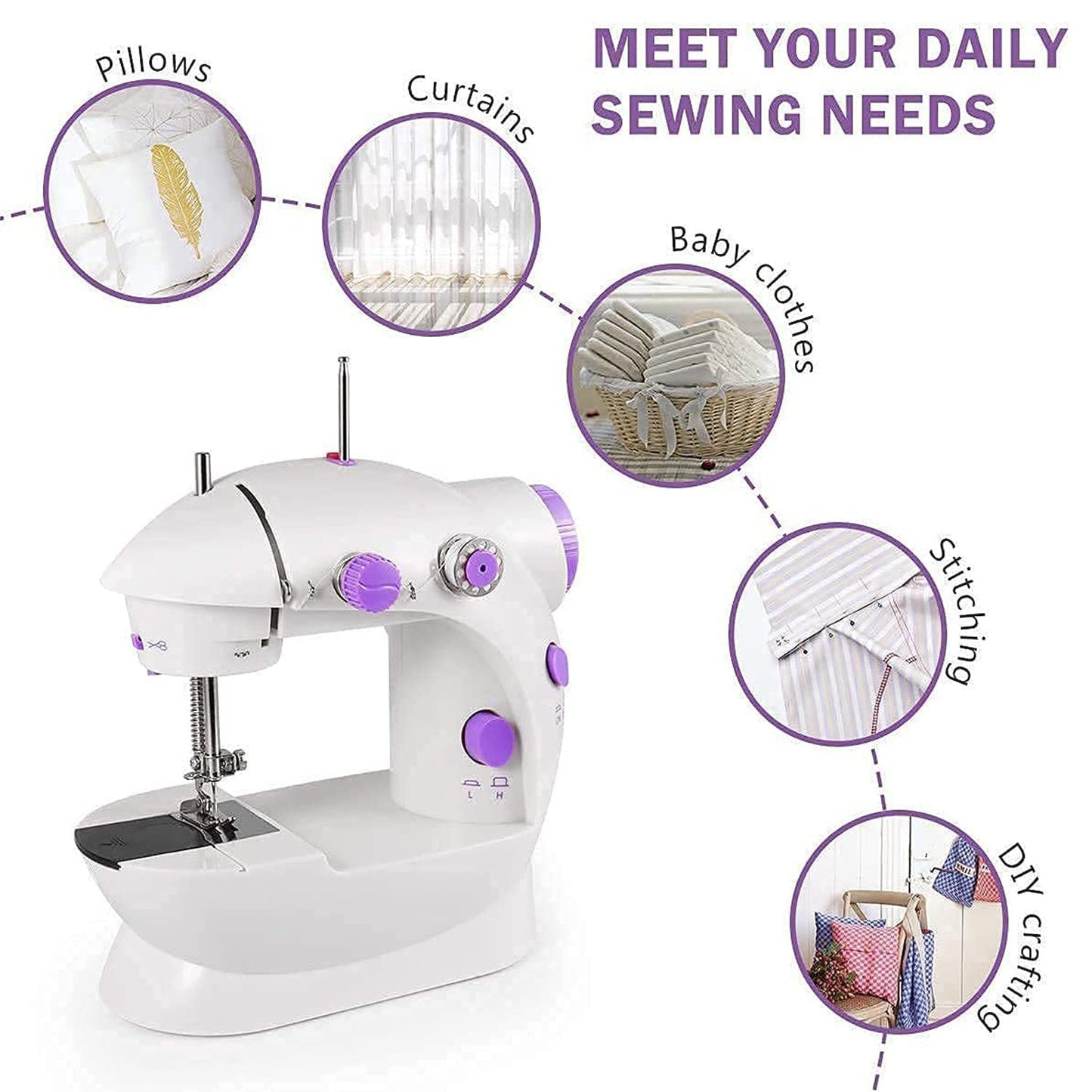 Portable Electric Sewing Machine for Home Tailoring | With Extension Table, Foot Pedal & Adapter | Mini Silai Stitching Machine