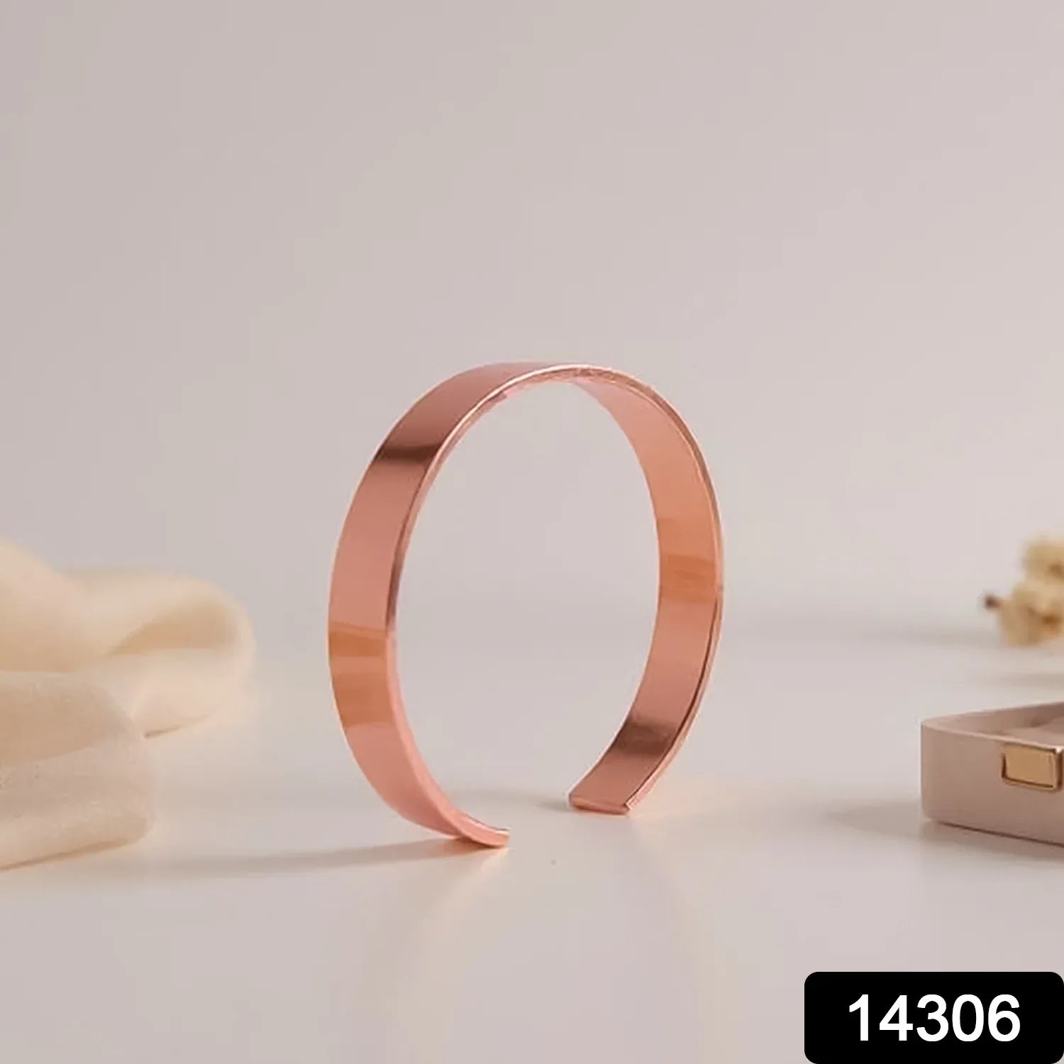 Elegant Rose Gold-plated Open Cuff Bracelet Kada (1 Pc) - warehousetech13