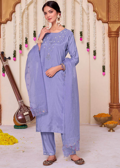 Roshni Muslin Yellow and Purple Kurta Set with Dupatta – Elegant Women’s Ethnic Wear Outfit