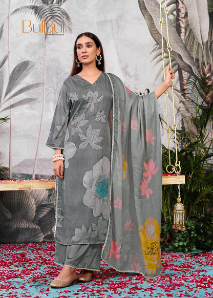 Farida Grey & Red Silk Kurta Set with Dupatta – Elegant Women's Ethnic Ensemble for Festive & Party Wear