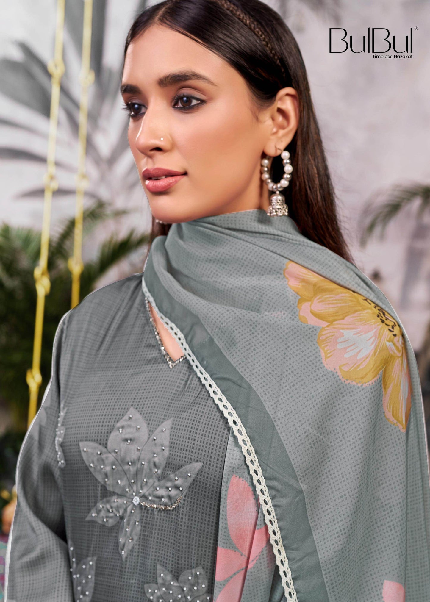 Farida Grey & Red Silk Kurta Set with Dupatta – Elegant Women's Ethnic Ensemble for Festive & Party Wear