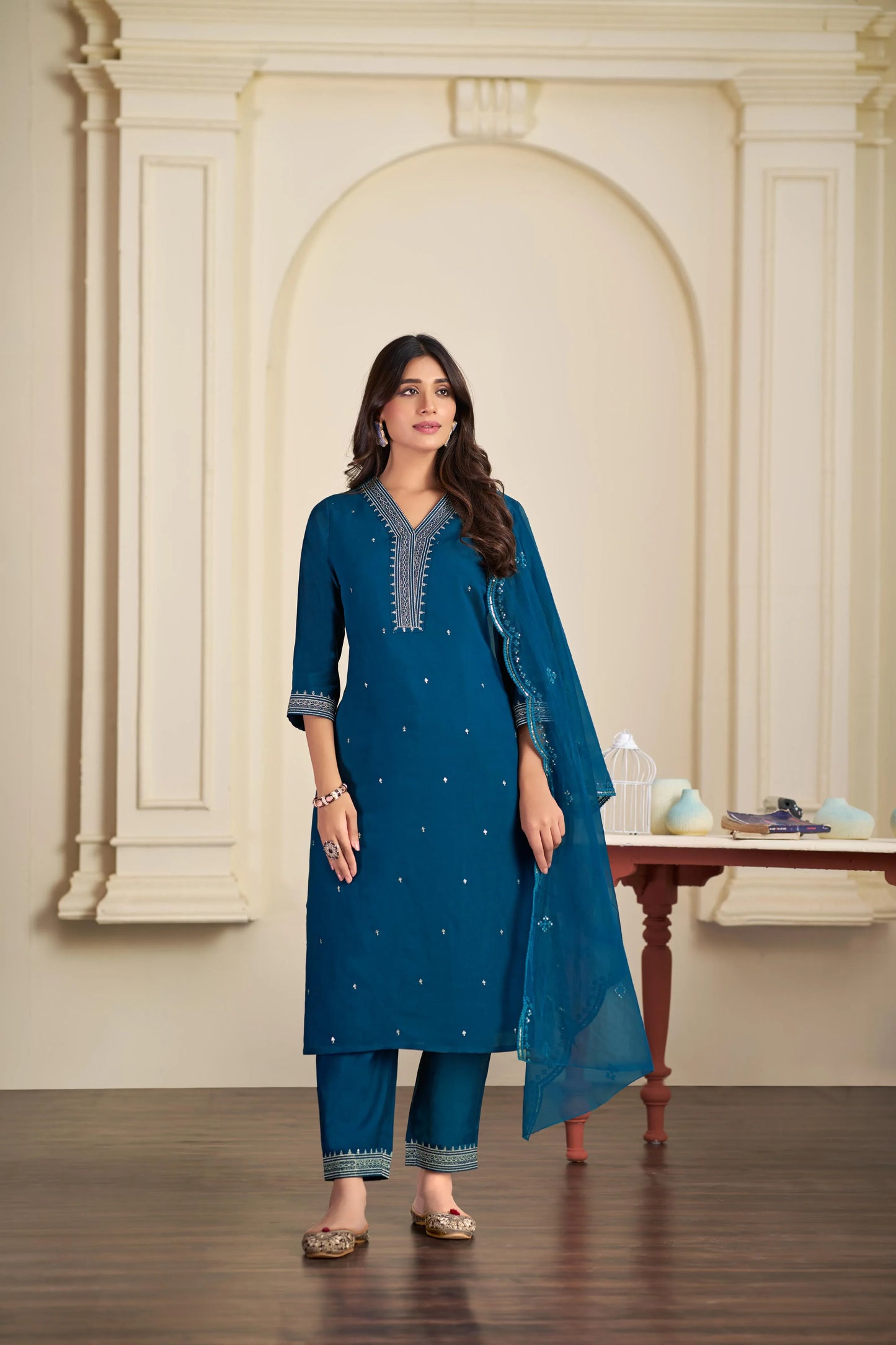 BulBul Ragini Solid Teal Pink Roman Silk Salwar Suit for Women | Elegant Festive Ethnic Wear Set - warehousetech13