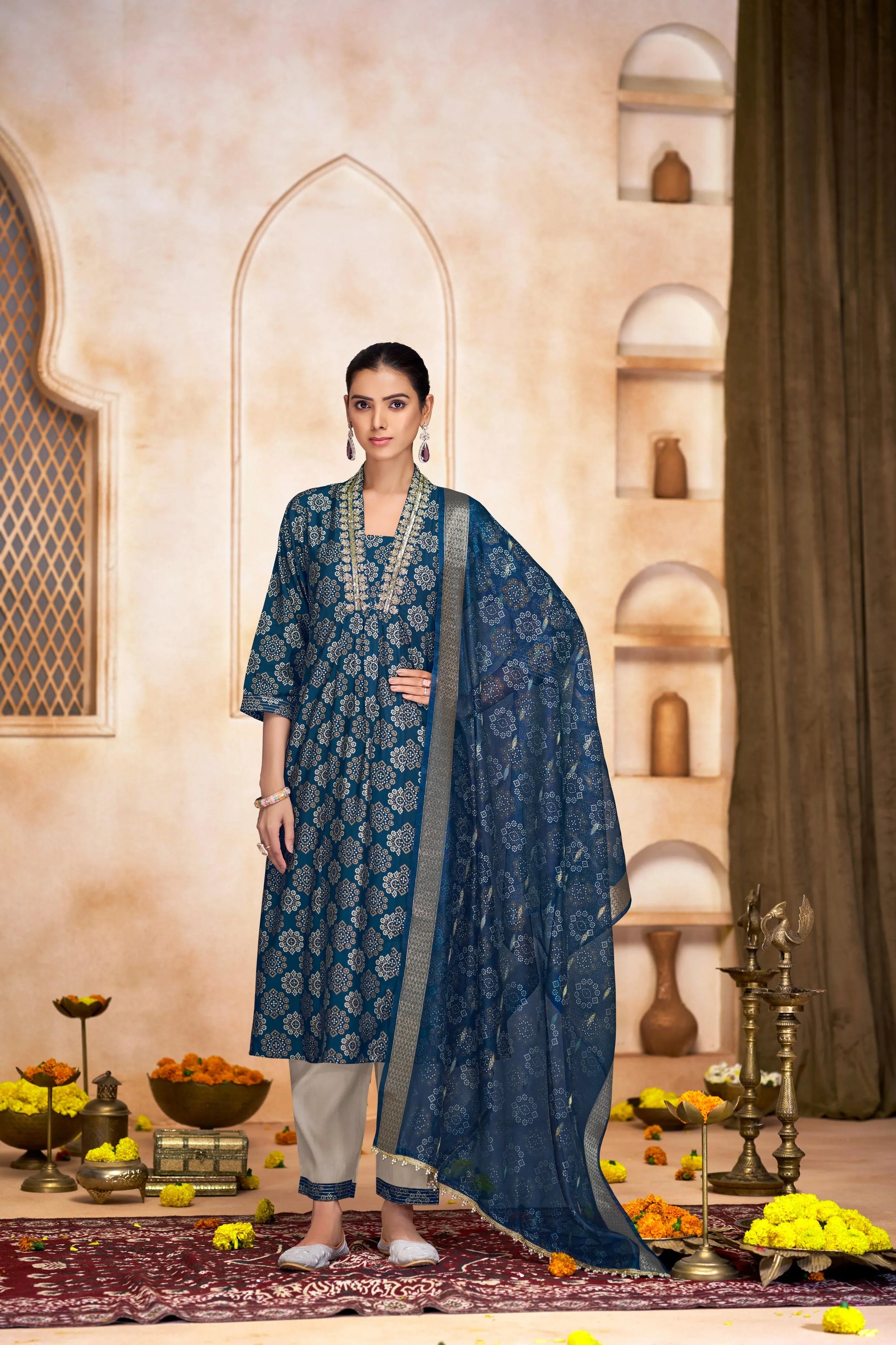 Rashmi Black & Blue Kurta Dupatta Set – Stylish Indian Ethnic Outfit - warehousetech13