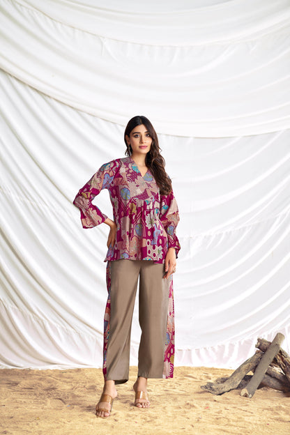 Ojasvi Red & Black Chanderi Co-Ord Set for Women – Festive Ethnic Wear, Modal Fabric