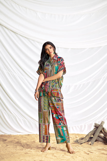 Kate Beige & Brown Chanderi Co-Ord Set - Elegant Modal Fabric Ethnic Wear