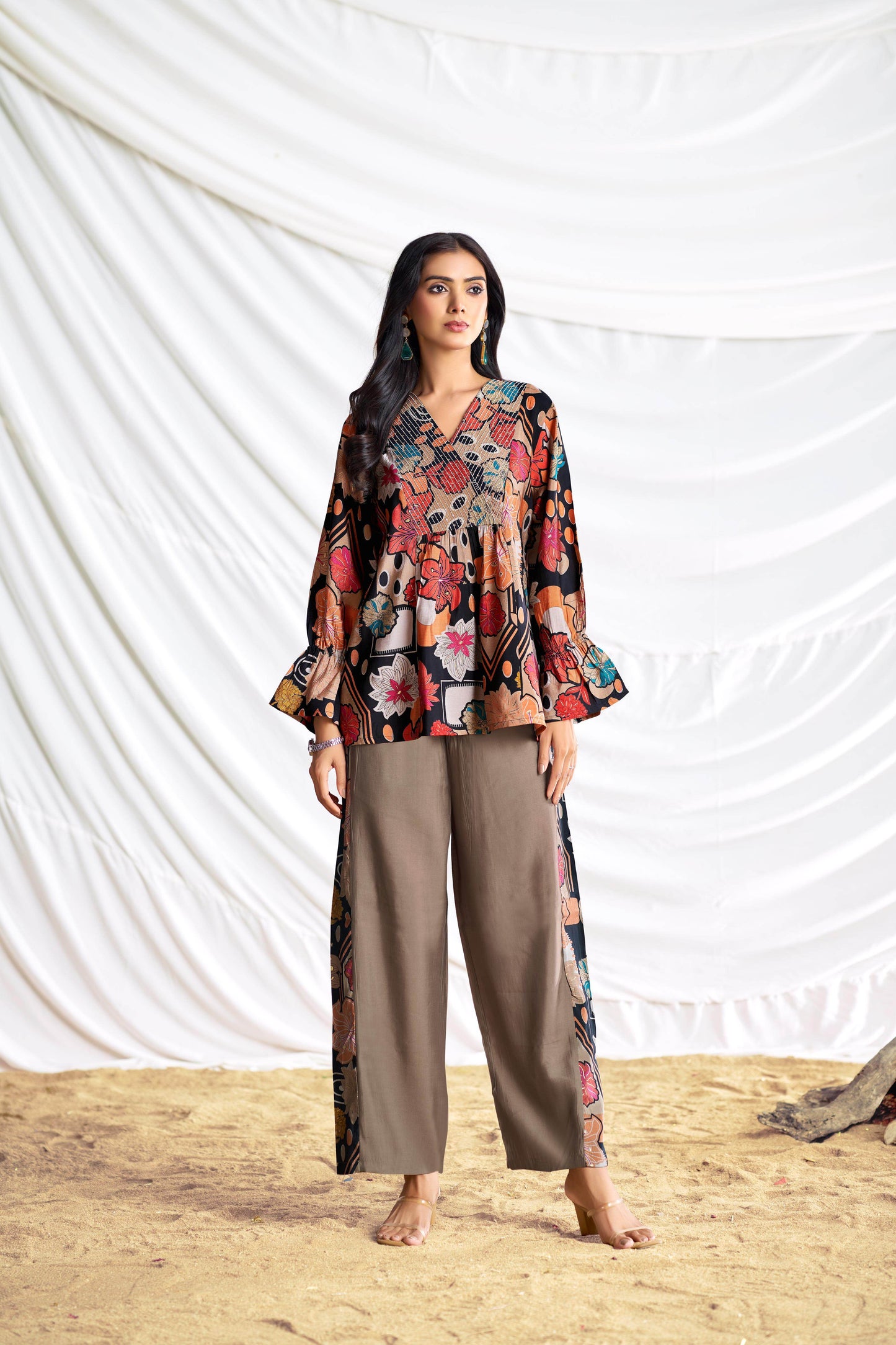 Ojasvi Red & Black Chanderi Co-Ord Set for Women – Festive Ethnic Wear, Modal Fabric