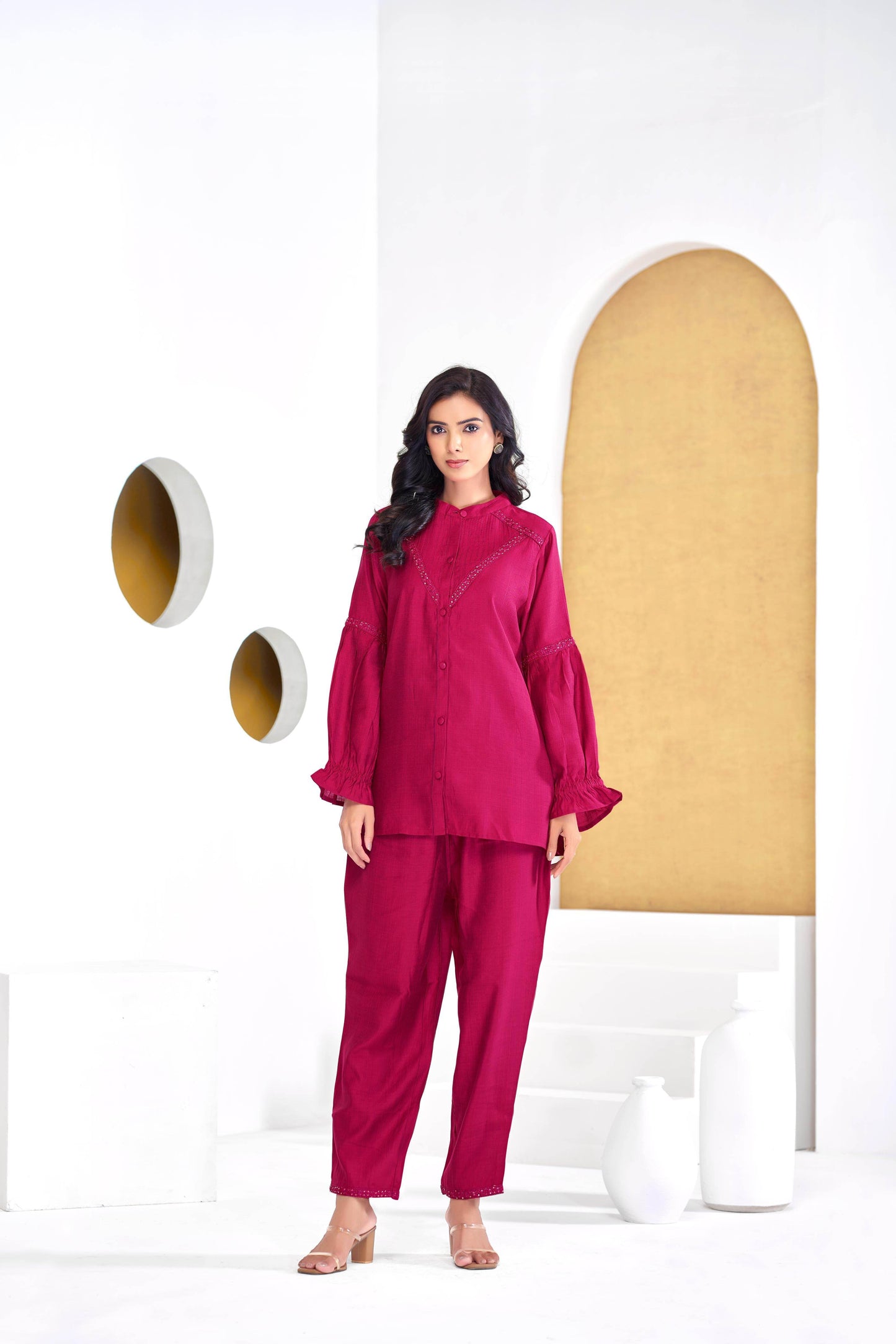 Mahi Red & Purple Cotton Co-Ord Set – Stylish Women’s Ethnic Wear