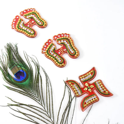 Decorative Laxmi Charan (Pagla) Swastik Combo Set (3pc Set) - warehousetech13