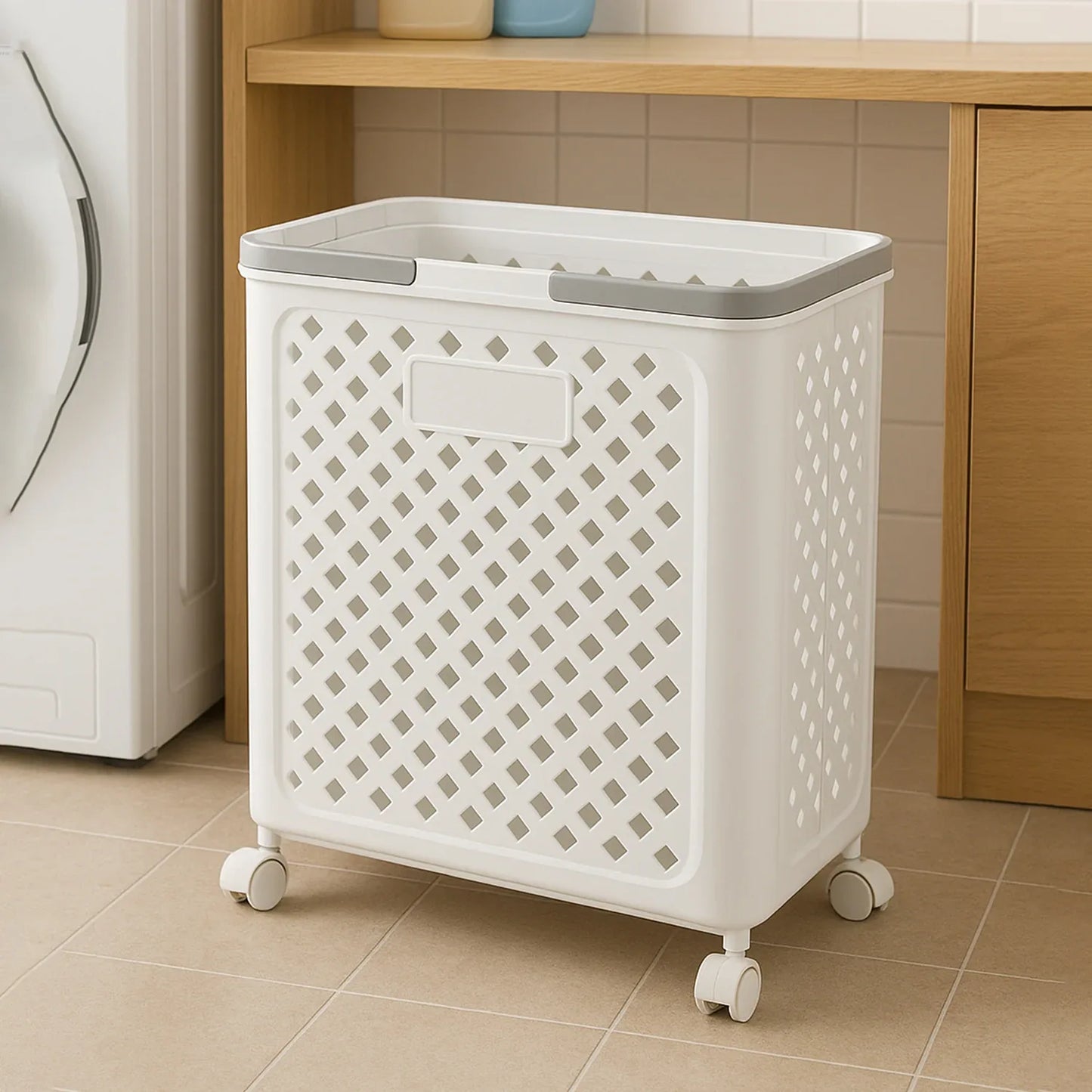 Large Foldable Laundry Basket With Wheels - warehousetech13