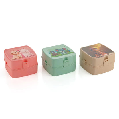 5787 Double-layer Square Lunch Box With Spoon 4 Compartment Tiffin Push Lock Plastic Tiffin Box For Travelling School Kids Office Exclusive Home - warehousetech13