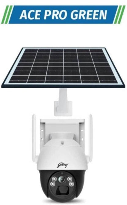 Godrej Ace Pro Green 4MP IP66 PTZ Solar Sim CCTV Camera with 4G Support, Human Detection, 2 Way Talk, Works with Alexa & Battery Backup of 36 hrs - warehousetech13